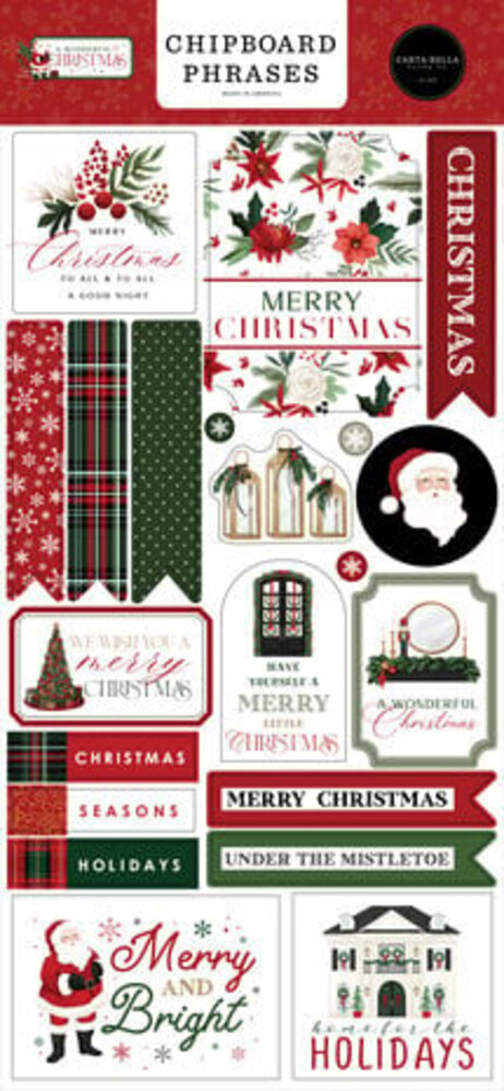 Carta Bella A Wonderful Christmas 6x13 Inch Chipboard Phrases (CBAWC328022) Carta Bella A Wonderful Christmas 6x13 Inch Chipboard Phrases (CBAWC328022)