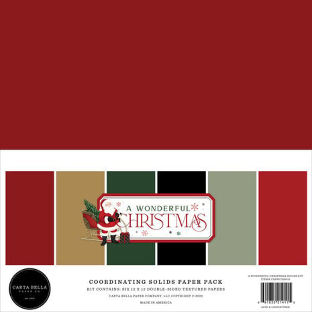 Carta Bella A Wonderful Christmas 12x12 Inch Coordinating Solids Paper Pack (CBAWC328015) Carta Bella A Wonderful Christmas 12x12 Inch Coordinating Solids Paper Pack (CBAWC328015)