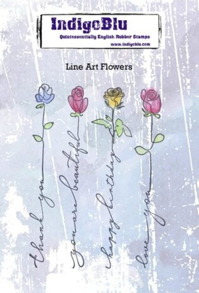 IndigoBlu Line Art Flowers A6 Rubber Stamps (IND1130)