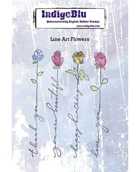 IndigoBlu Line Art Flowers A6 Rubber Stamps (IND1130)