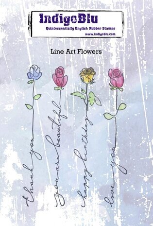 IndigoBlu Line Art Flowers A6 Rubber Stamps (IND1130)