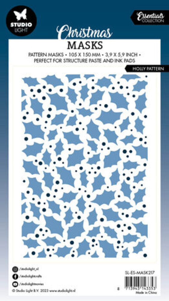 Studio Light Christmas Essentials Holly Pattern Masking Stencil (SL-ES-MASK217) Studio Light Christmas Essentials Holly Pattern Masking Stencil (SL-ES-MASK217)