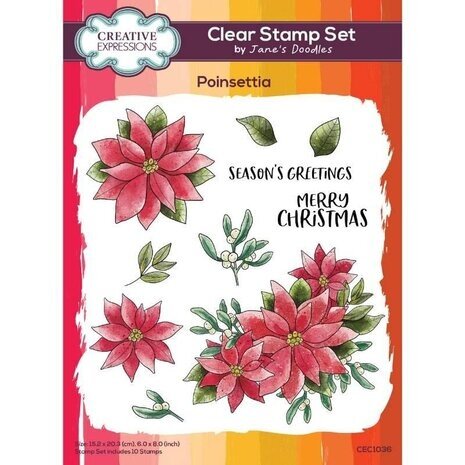 Creative Expressions Jane's Doodles Clear Stamp Set Poinsettia (CEC1036) Creative Expressions Jane's Doodles Clear Stamp Set Poinsettia (CEC1036)