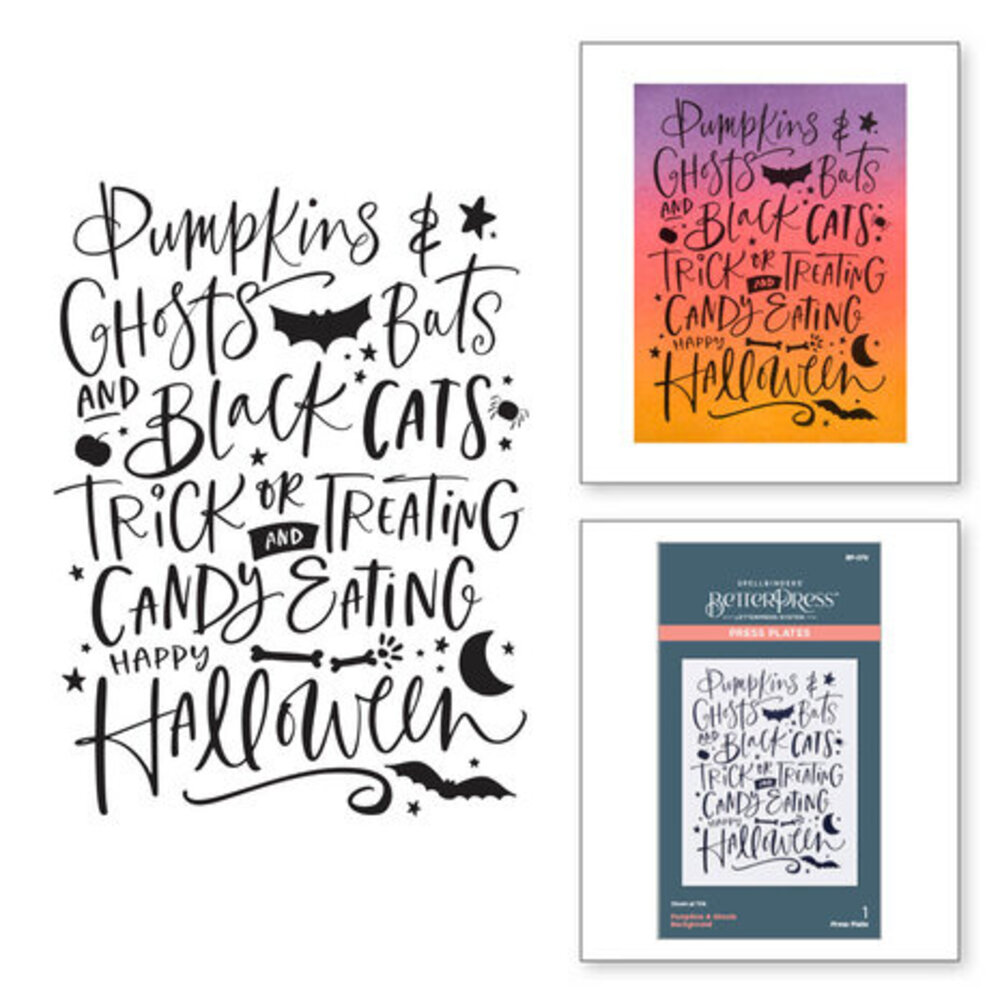 Spellbinders Pumpkins & Ghosts Background Press Plates (BP-078) Spellbinders Pumpkins & Ghosts Background Press Plates (BP-078)