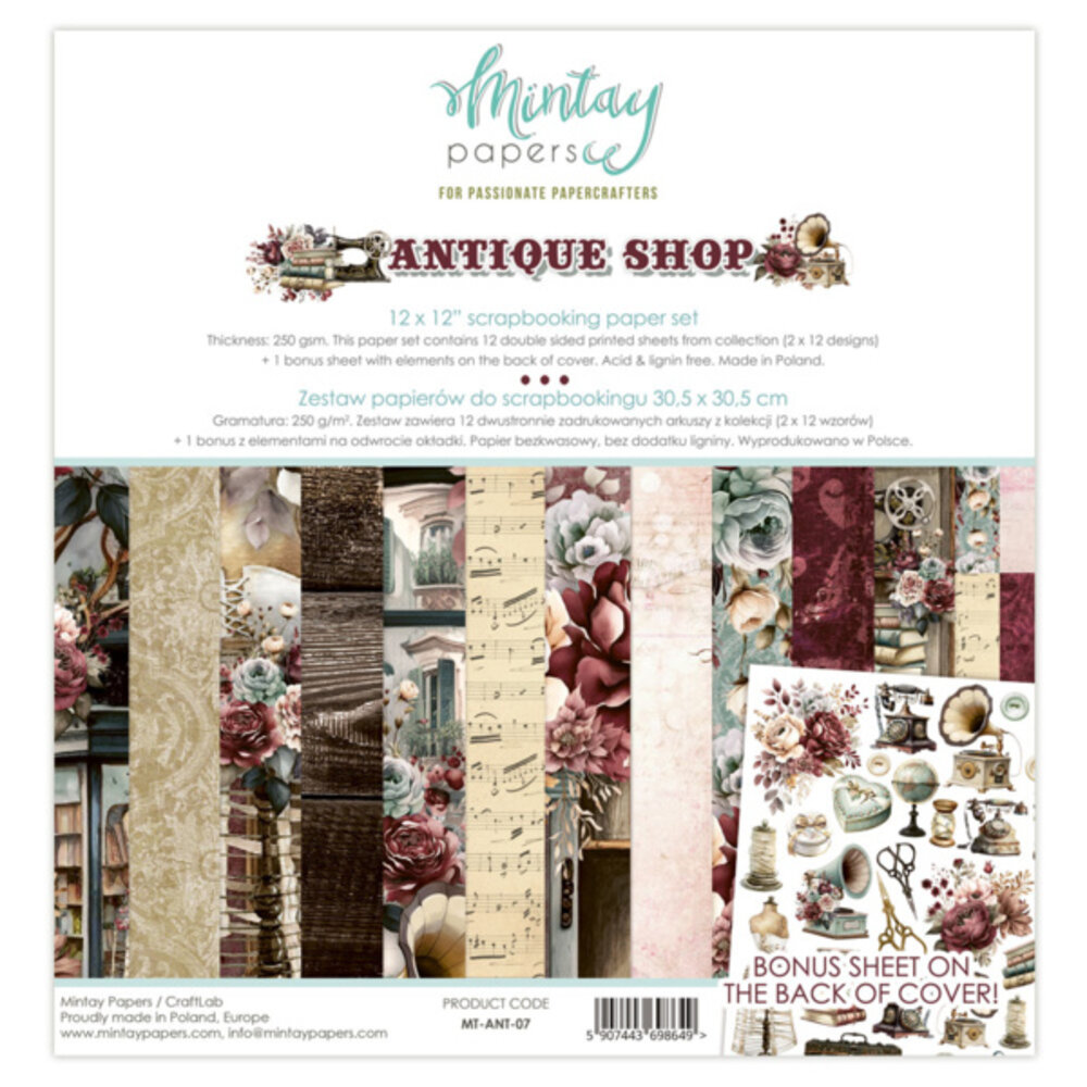 Mintay Antique Shop 12x12 Inch Scrapbooking Paper Set (MT-ANT-07) Mintay Antique Shop 12x12 Inch Scrapbooking Paper Set (MT-ANT-07)