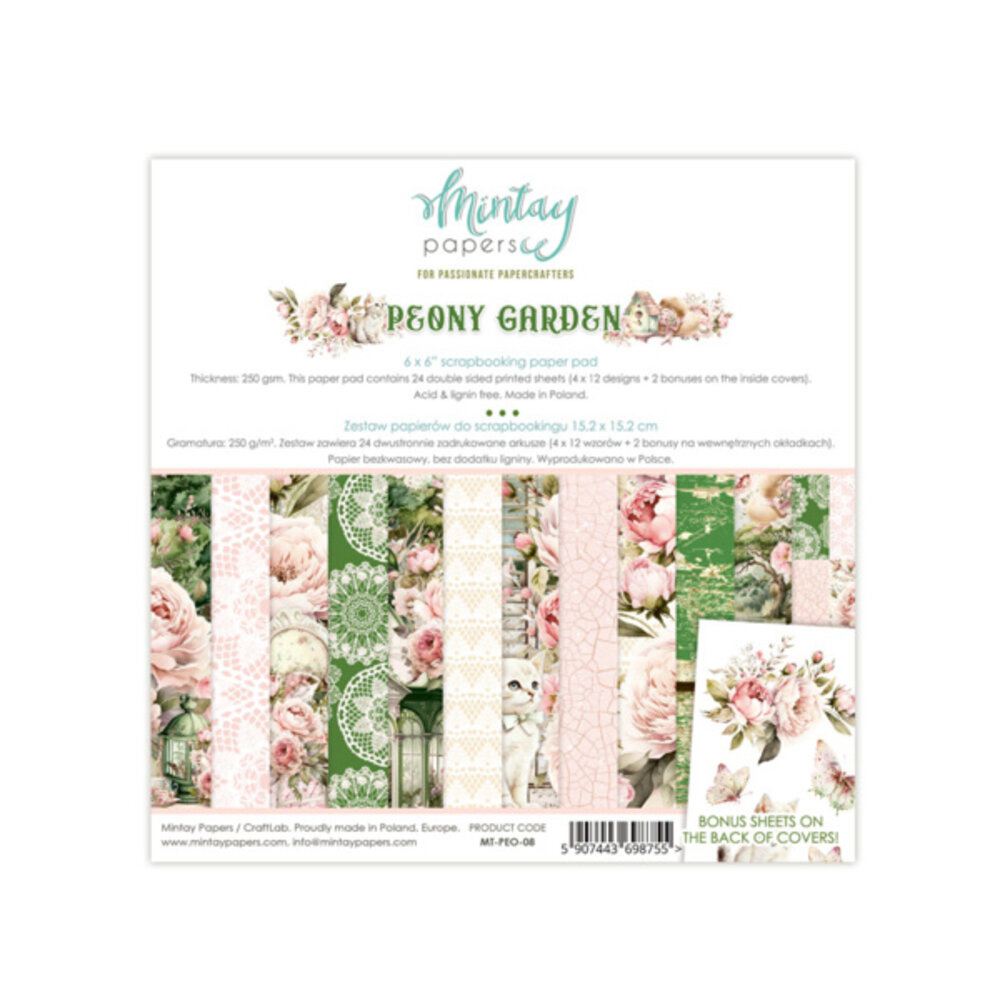 Mintay Peony Garden 6x6 Inch Scrapbooking Paper Pad (MT-PEO-08) Mintay Peony Garden 6x6 Inch Scrapbooking Paper Pad (MT-PEO-08)