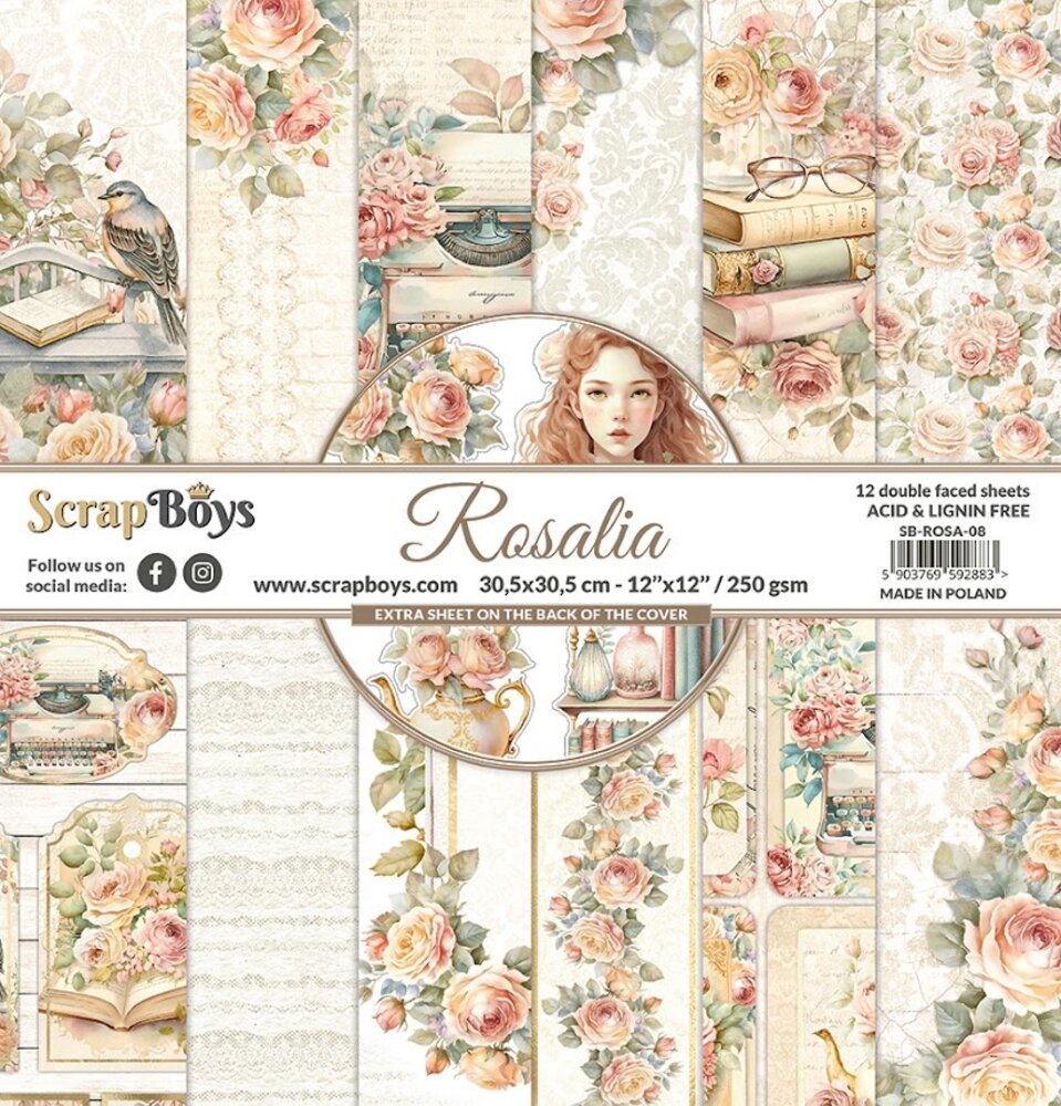 ScrapBoys Rosalia 12x12 Inch Paper Pack (SB-ROSA-08) ScrapBoys Rosalia 12x12 Inch Paper Pack (SB-ROSA-08)