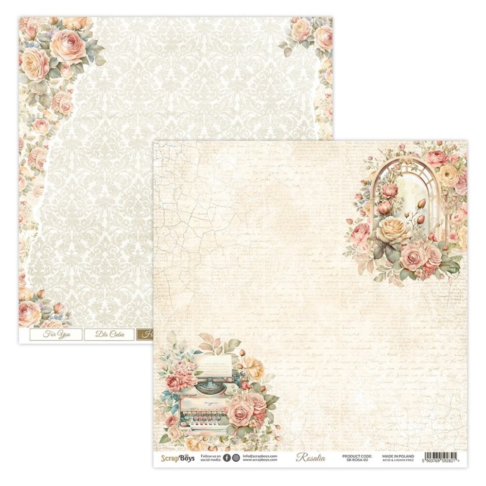 ScrapBoys Rosalia 8x8 Inch Paper Pad (SB-ROSA-10)