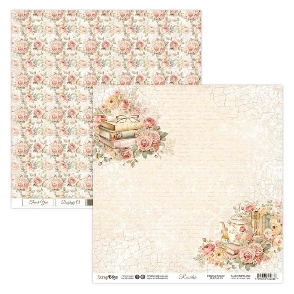 ScrapBoys Rosalia 8x8 Inch Paper Pad (SB-ROSA-10)