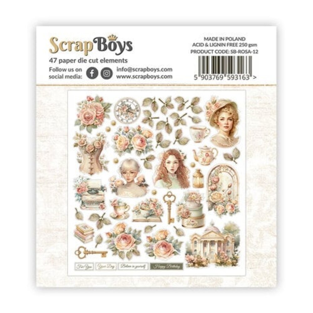ScrapBoys Rosalia Double Sided Die Cut Elements (SB-ROSA-12) ScrapBoys Rosalia Double Sided Die Cut Elements (SB-ROSA-12)