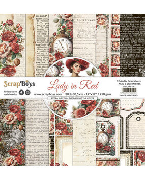 ScrapBoys Lady in Red 12x12 Inch Paper Pack (SB-LARE-08)