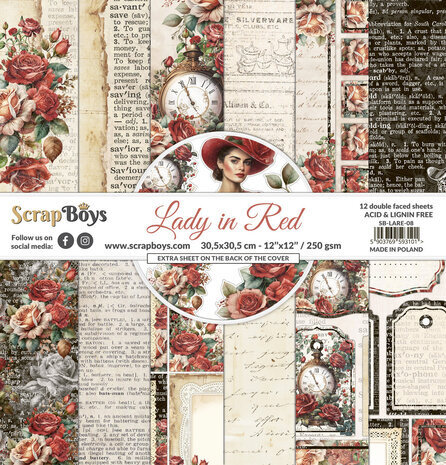 ScrapBoys Lady in Red 12x12 Inch Paper Pack (SB-LARE-08)