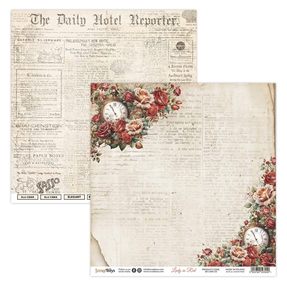 ScrapBoys Lady in Red 12x12 Inch Paper Pack (SB-LARE-08)