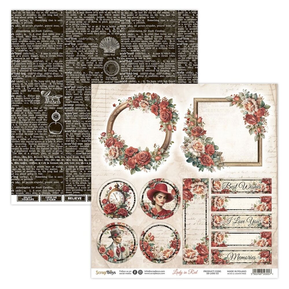 ScrapBoys Lady in Red 12x12 Inch Paper Pack (SB-LARE-08)