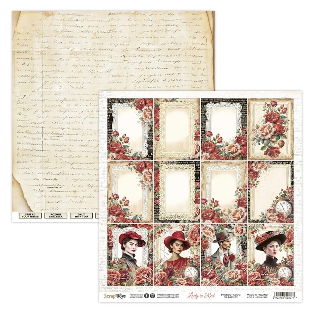 ScrapBoys Lady in Red 12x12 Inch Paper Pack (SB-LARE-08)