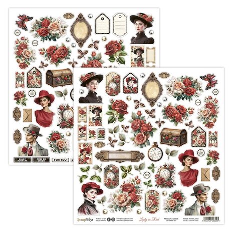 ScrapBoys Lady in Red 12x12 Inch Paper Pack (SB-LARE-08)