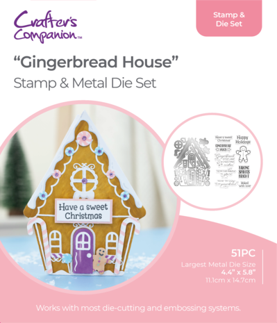 Crafter's Companion Shaped Card Base Stamp & Die Gingerbread House (GEM-STD-GINGBR)