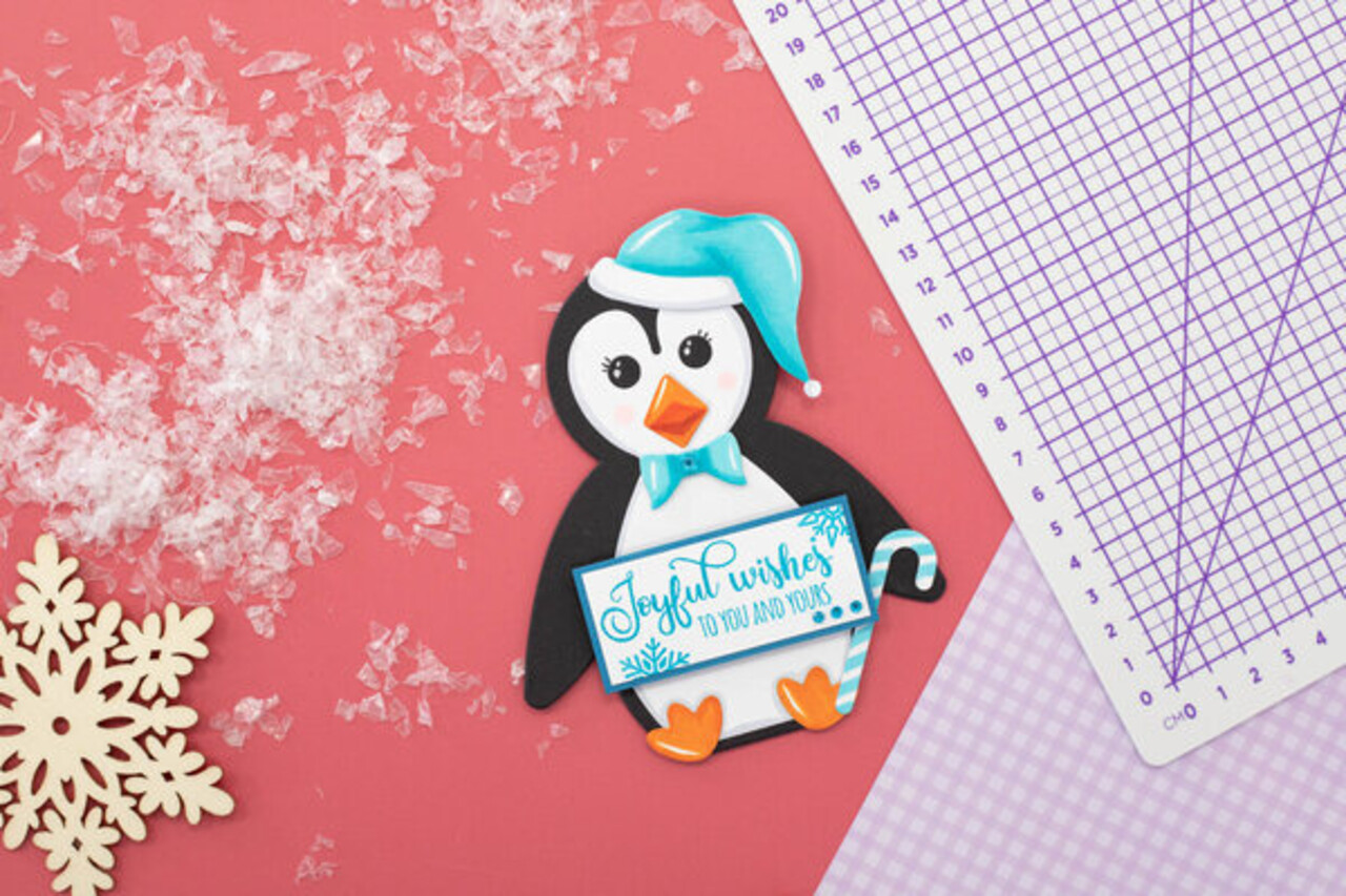 Crafter's Companion Shaped Card Base Stamp & Die Jolly Penguin (GEM-STD-JOLLPE)