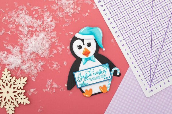 Crafter's Companion Shaped Card Base Stamp & Die Jolly Penguin (GEM-STD-JOLLPE)