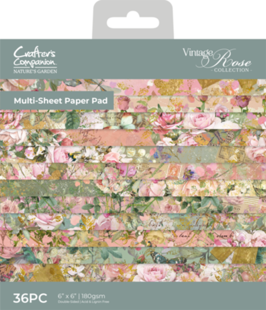 Crafter's Companion Vintage Rose 6x6 Inch Paper Pad (NGA-VR-PAD6) Crafter's Companion Vintage Rose 6x6 Inch Paper Pad (NGA-VR-PAD6)