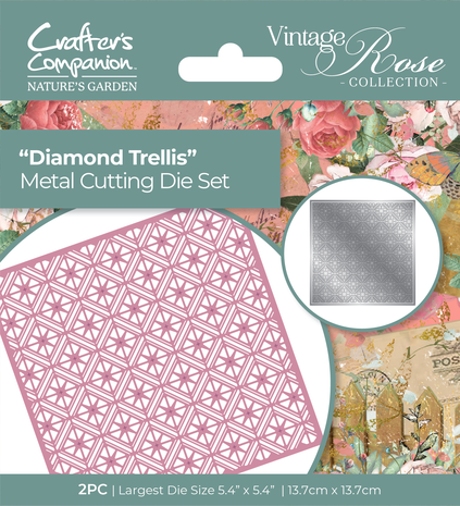 Crafter's Companion Vintage Rose Diamond Trellis Die (NGA-VR-MD-DTR)