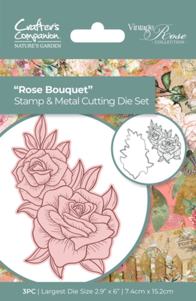 Crafter's Companion Vintage Rose Stamp & Die Rose Bouquet (NGA-VR-STD-RBO) Crafter's Companion Vintage Rose Stamp & Die Rose Bouquet (NGA-VR-STD-RBO)