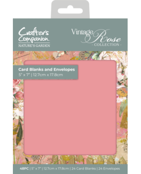 Crafter's Companion Vintage Rose 5x7 Inch Card Blanks and Envelopes (NGA-VR-QCBE5)