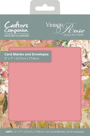 Crafter's Companion Vintage Rose 5x7 Inch Card Blanks and Envelopes (NGA-VR-QCBE5)