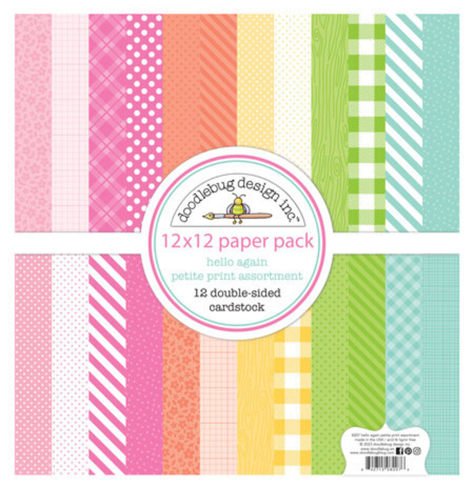 Doodlebug Design Inc. Hello Again 12x12 Inch Petite Prints Paper Pack (8207) Doodlebug Design Inc. Hello Again 12x12 Inch Petite Prints Paper Pack (8207)