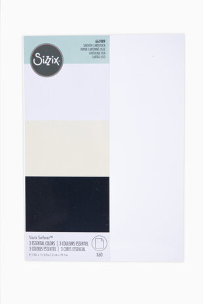 Sizzix Smooth Cardstock A4 Black/Ivory/White (665989)