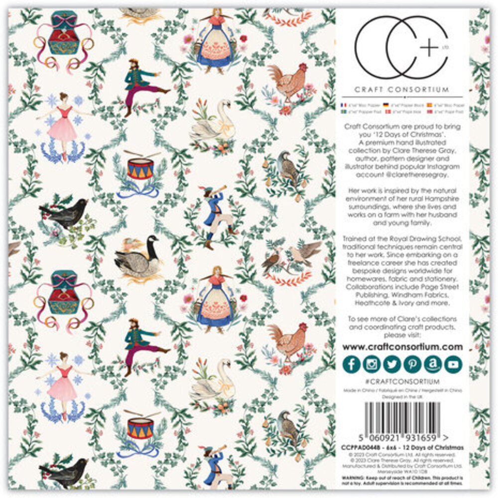 Craft Consortium 12 Days of Christmas 6x6 Inch Paper Pad (CCPPAD044B) Craft Consortium 12 Days of Christmas 6x6 Inch Paper Pad (CCPPAD044B)