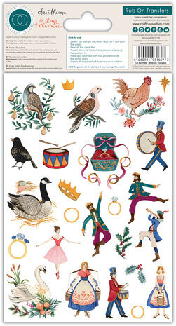 Craft Consortium 12 Days of Christmas Rub-on Transfers (CCRUBT006) Craft Consortium 12 Days of Christmas Rub-on Transfers (CCRUBT006)