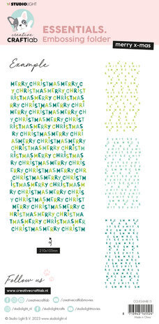 Creative Craftlab Essentials Slimline Embossing Folder Merry X-mas (CCL-ES-EMB15) Creative Craftlab Essentials Slimline Embossing Folder Merry X-mas (CCL-ES-EMB15)