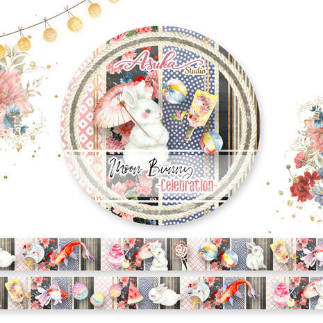 Memory Place Moon Bunny Celebration Washi Tape 15mm (MP-61248)