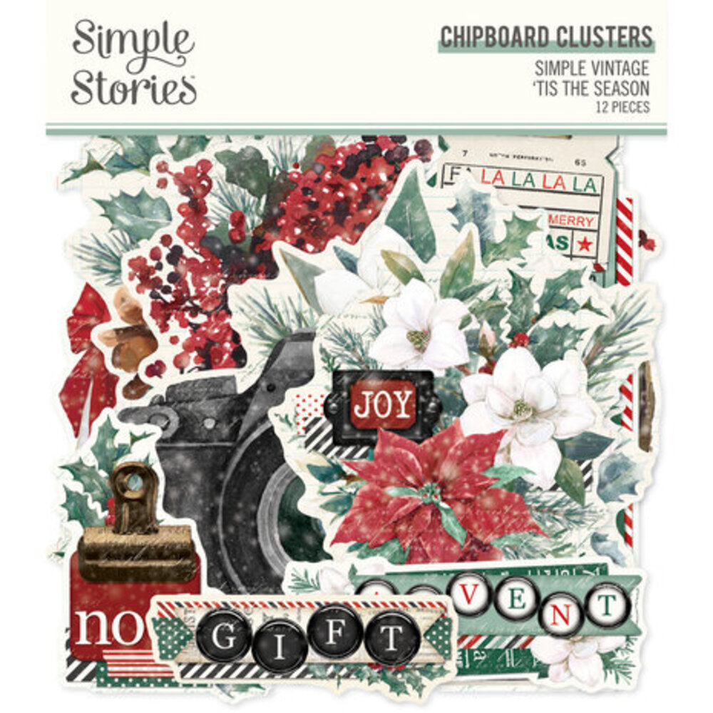 Simple Stories Simple Vintage 'Tis The Season Chipboard Clusters (20727) Simple Stories Simple Vintage 'Tis The Season Chipboard Clusters (20727)