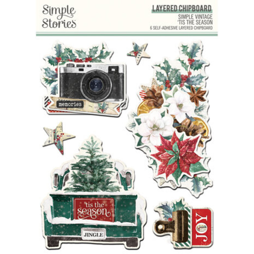 Simple Stories Simple Vintage 'Tis The Season Layered Chipboard (20730) Simple Stories Simple Vintage 'Tis The Season Layered Chipboard (20730)