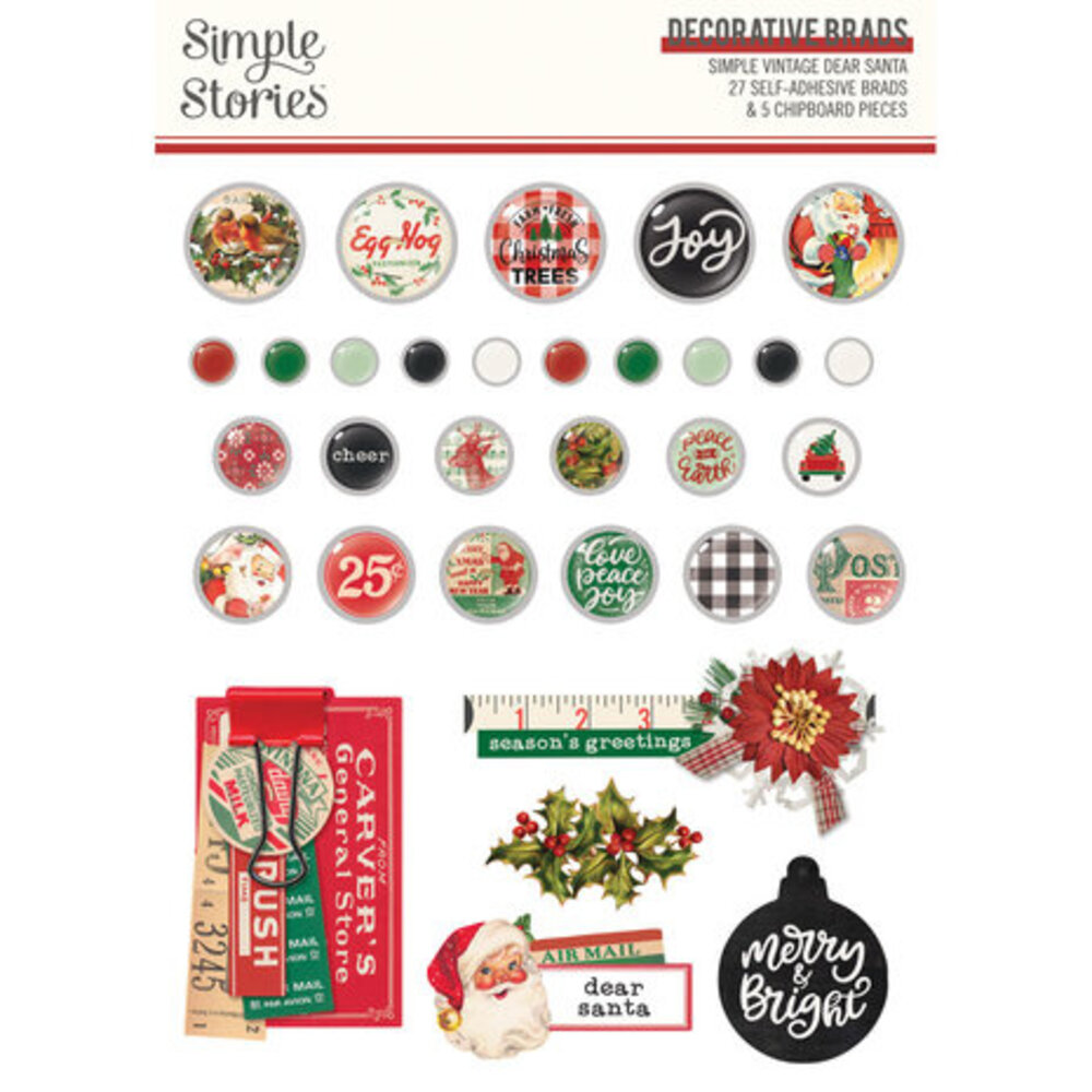Simple Stories Simple Vintage Dear Santa Decorative Brads (20831) Simple Stories Simple Vintage Dear Santa Decorative Brads (20831)