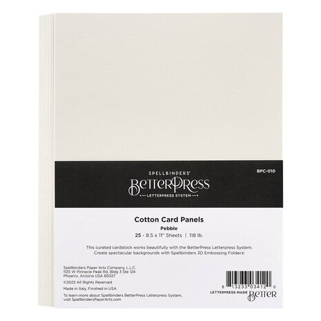 Spellbinders BetterPress Cotton Card Panels 8.5 x 11 Inch Pebble (BPC-010) Spellbinders BetterPress Cotton Card Panels 8.5 x 11 Inch Pebble (BPC-010)