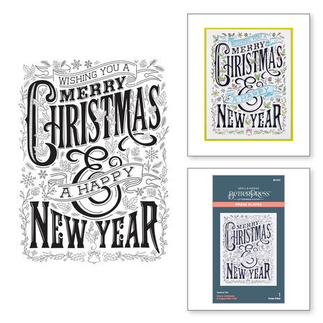 Spellbinders Merry Christmas & Happy New Year Press Plate (BP-072)