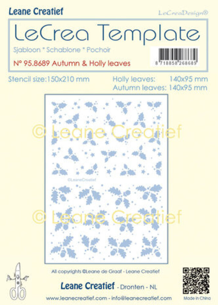 Leane Creatief Masking Stencil Autumn & Holly Leaves (95.8689) Leane Creatief Masking Stencil Autumn & Holly Leaves (95.8689)