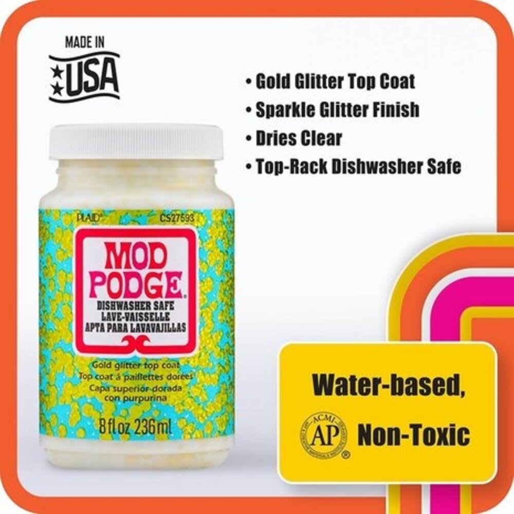 Mod Podge Dishwasher-safe Gold Glitter Top Coat 236 ml (CS27593)