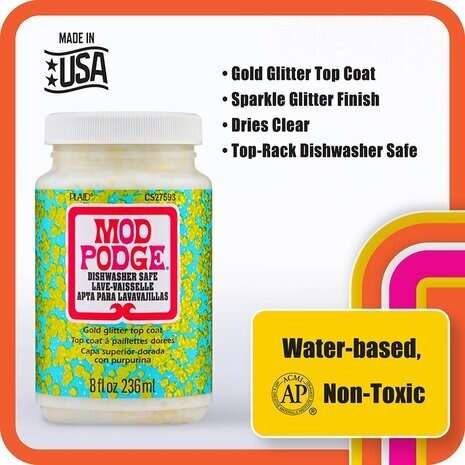 Mod Podge Dishwasher-safe Gold Glitter Top Coat 236 ml (CS27593)