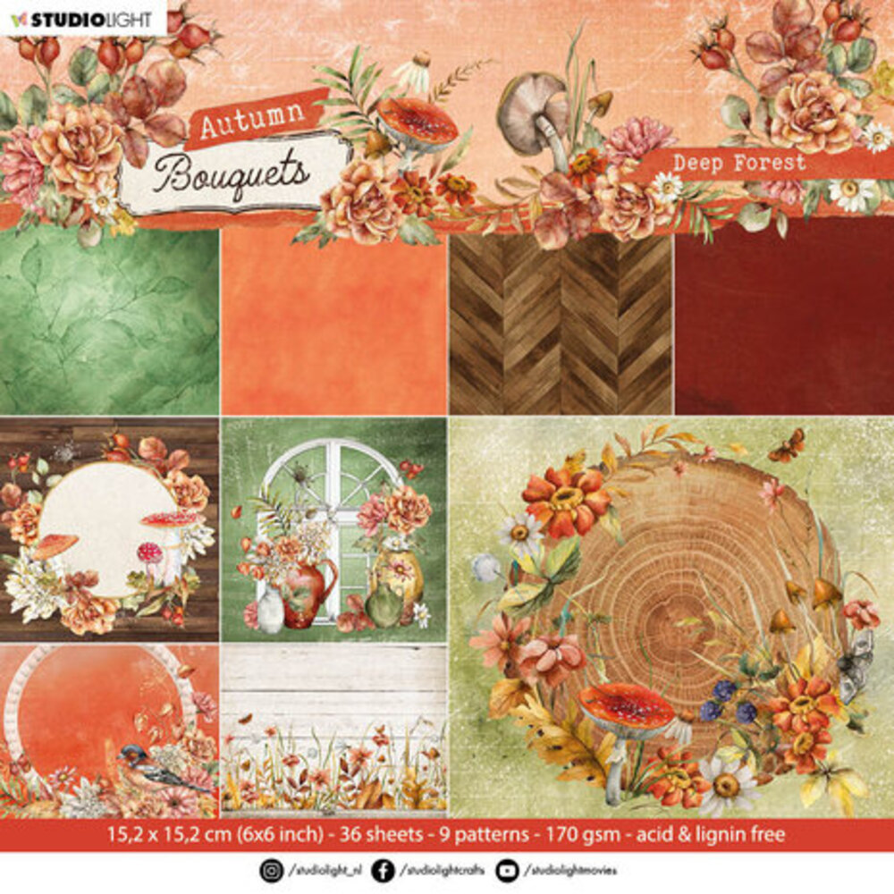 Studio Light Autumn Bouquets 6x6 Inch Paper Pad Deep Forest (SL-AB-PP108) Studio Light Autumn Bouquets 6x6 Inch Paper Pad Deep Forest (SL-AB-PP108)