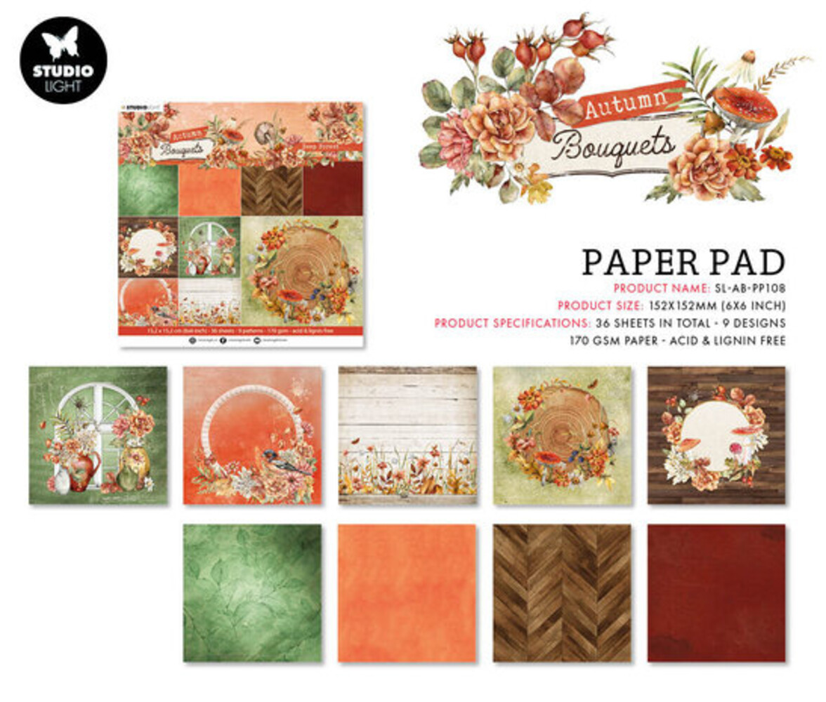 Studio Light Autumn Bouquets 6x6 Inch Paper Pad Deep Forest (SL-AB-PP108) Studio Light Autumn Bouquets 6x6 Inch Paper Pad Deep Forest (SL-AB-PP108)