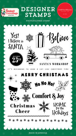 Carta Bella Season's Greetings Christmas Cab Clear Stamps (CBSG329040)