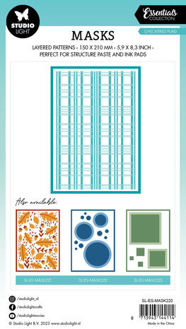 Studio Light Essentials Checkered Plaid A5 Masking Stencil (SL-ES-MASK220) Studio Light Essentials Checkered Plaid A5 Masking Stencil (SL-ES-MASK220)
