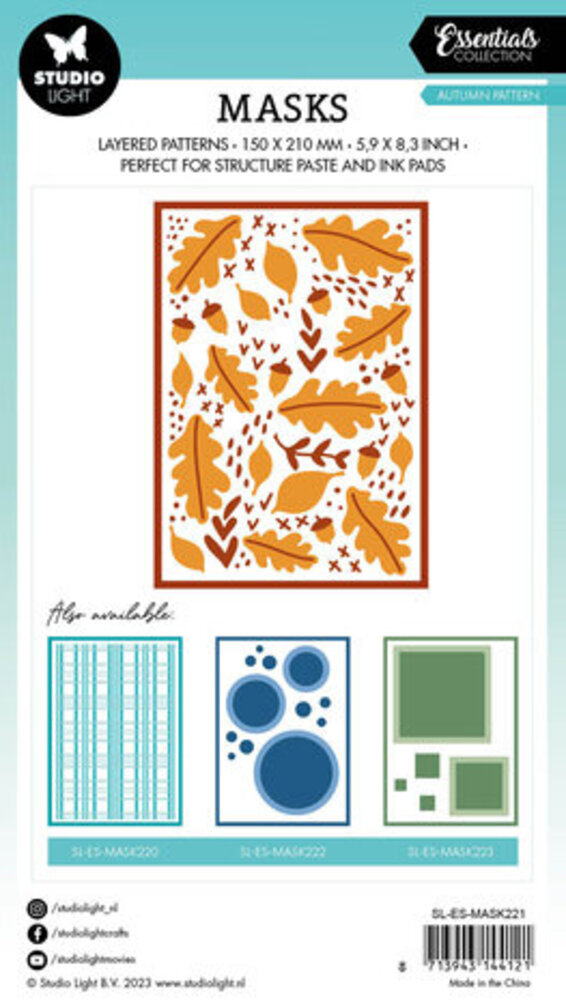 Studio Light Essentials Autumn Pattern A5 Masking Stencil (SL-ES-MASK221) Studio Light Essentials Autumn Pattern A5 Masking Stencil (SL-ES-MASK221)