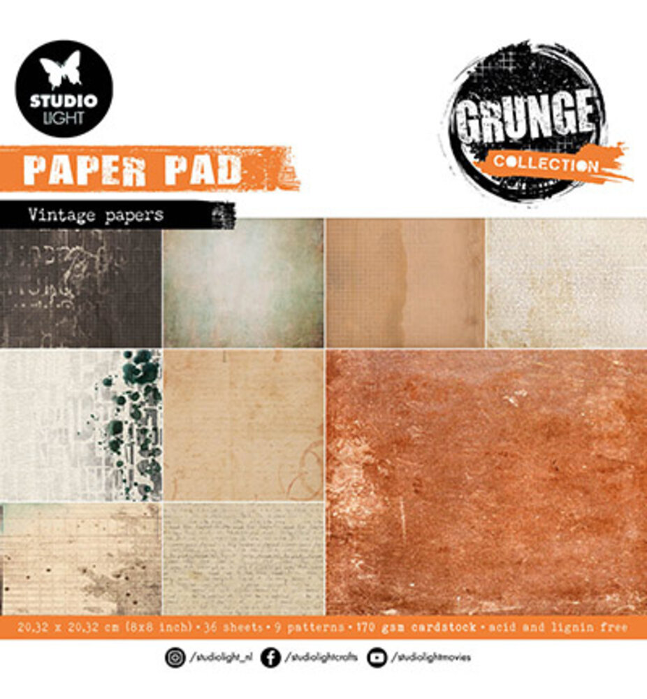 Studio Light Grunge Vintage Papers 8x8 Inch Paper Pad (SL-GR-PP109) Studio Light Grunge Vintage Papers 8x8 Inch Paper Pad (SL-GR-PP109)