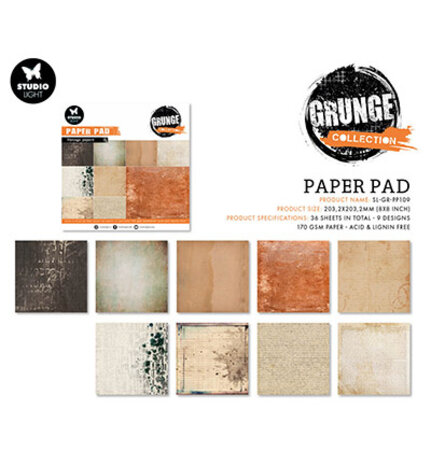 Studio Light Grunge Vintage Papers 8x8 Inch Paper Pad (SL-GR-PP109) Studio Light Grunge Vintage Papers 8x8 Inch Paper Pad (SL-GR-PP109)
