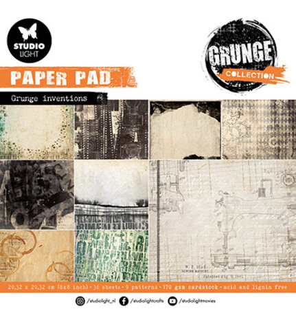 Studio Light Grunge Grunge Inventions 8x8 Inch Paper Pad (SL-GR-PP110)